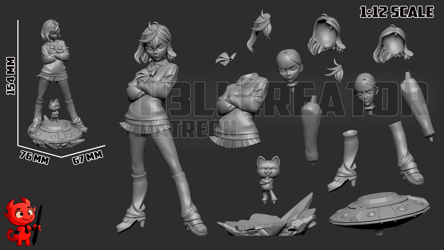 Momo Ayase (DanDaDan) 3d Printed Model Kit - 1:12
