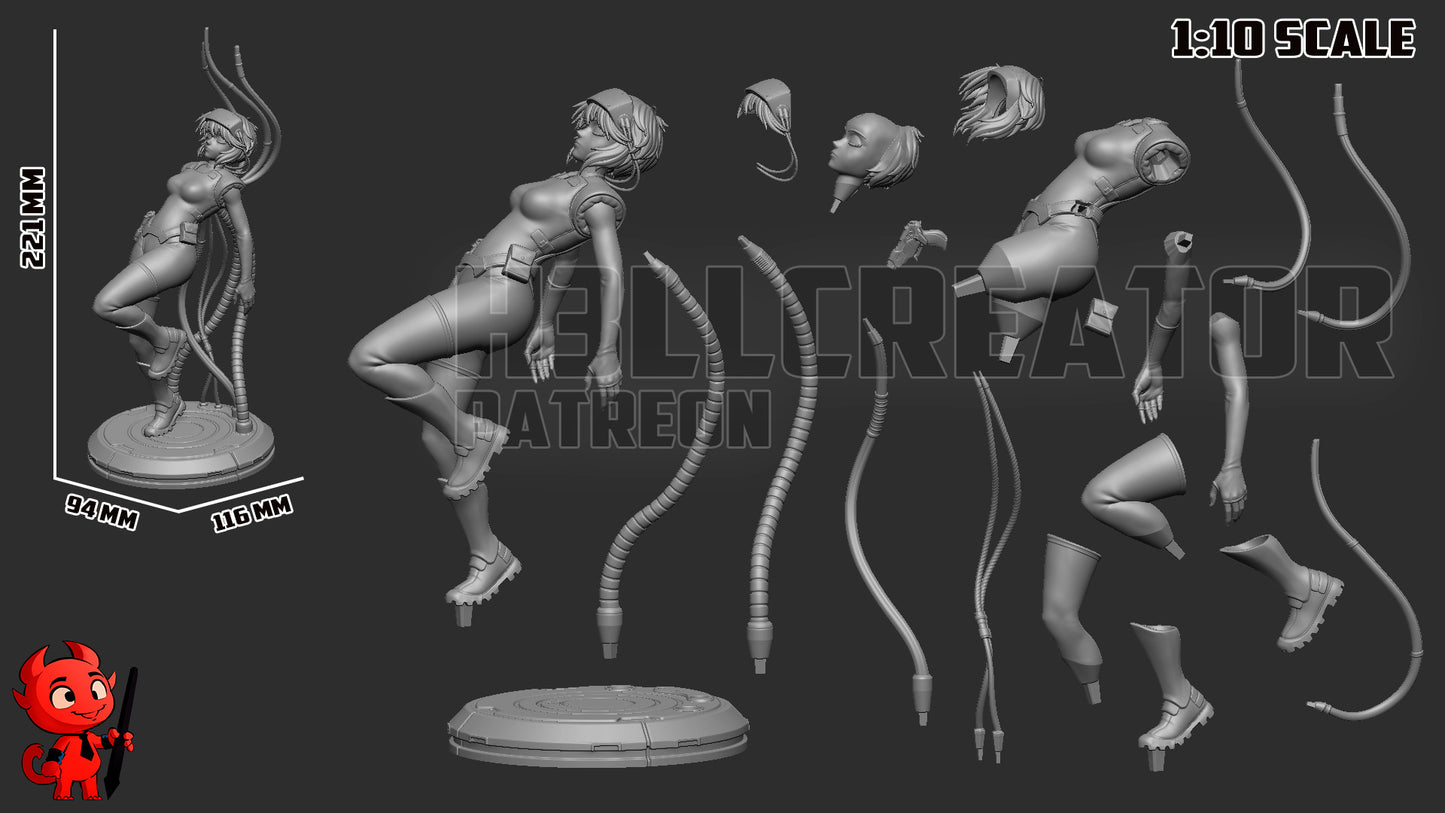Motoko Kusanagi - 3D Printed Statue Model Kit - 10 Scale