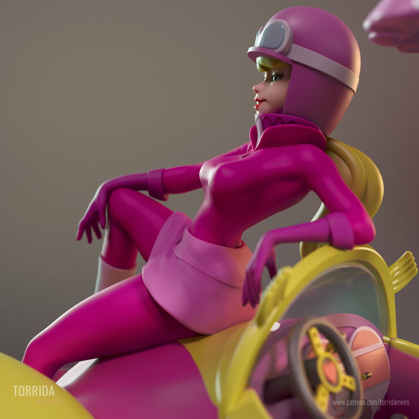 Penelope - Wacky Races - 3D Printed Statue - 10 Scale