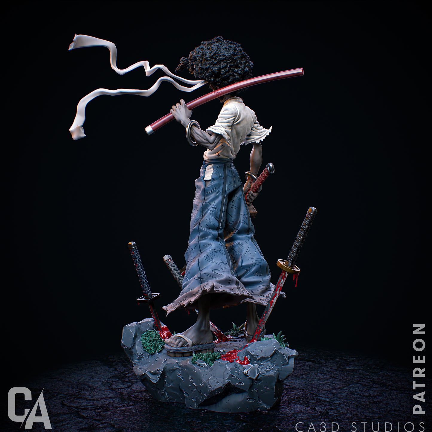Afro Samurai (Fan Art) Sculpture - 6, 9, 10 or 12 scale (380 - 190mm) - 3D Print