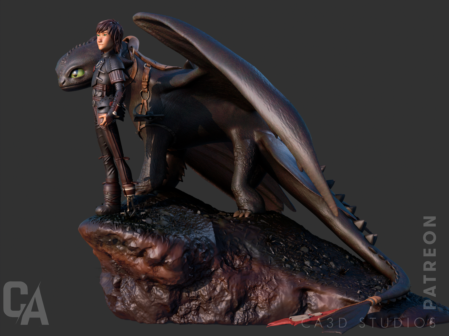 Toothless Hiccup Statue 12 Scale 3D Print Model