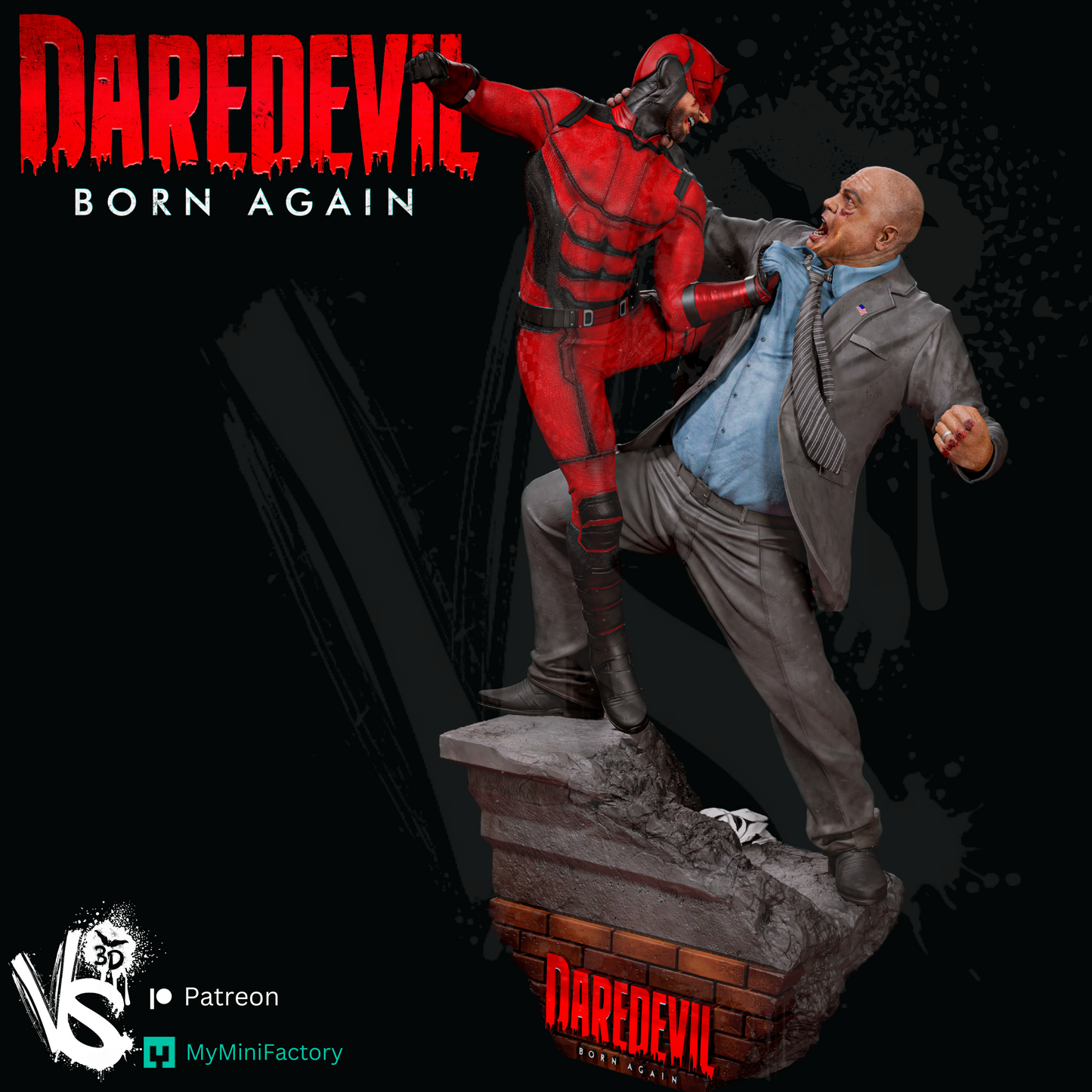 Daredevil vs Kingpin Diorama- 3D Print Kit - Fan Art