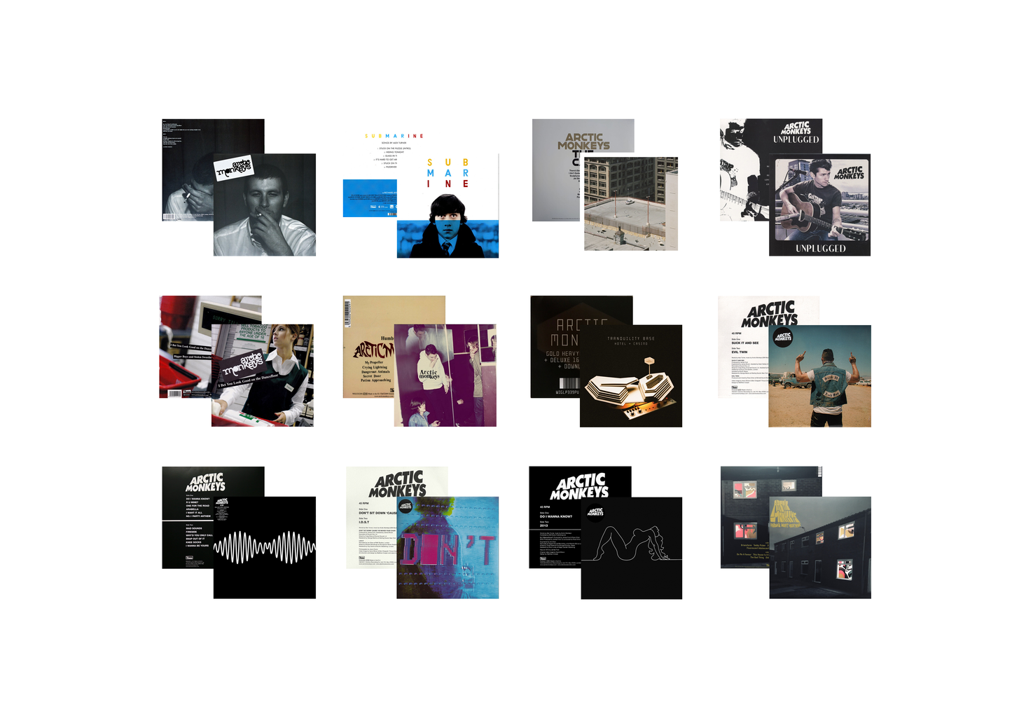 12 X Miniature Record LP Album Covers. Pack W Arctic Monkeys