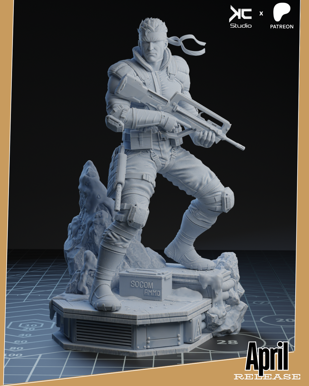 Solid Snake (Metal Gear) - 3D Print Model Kit - 1:10 Scale - Fan Art