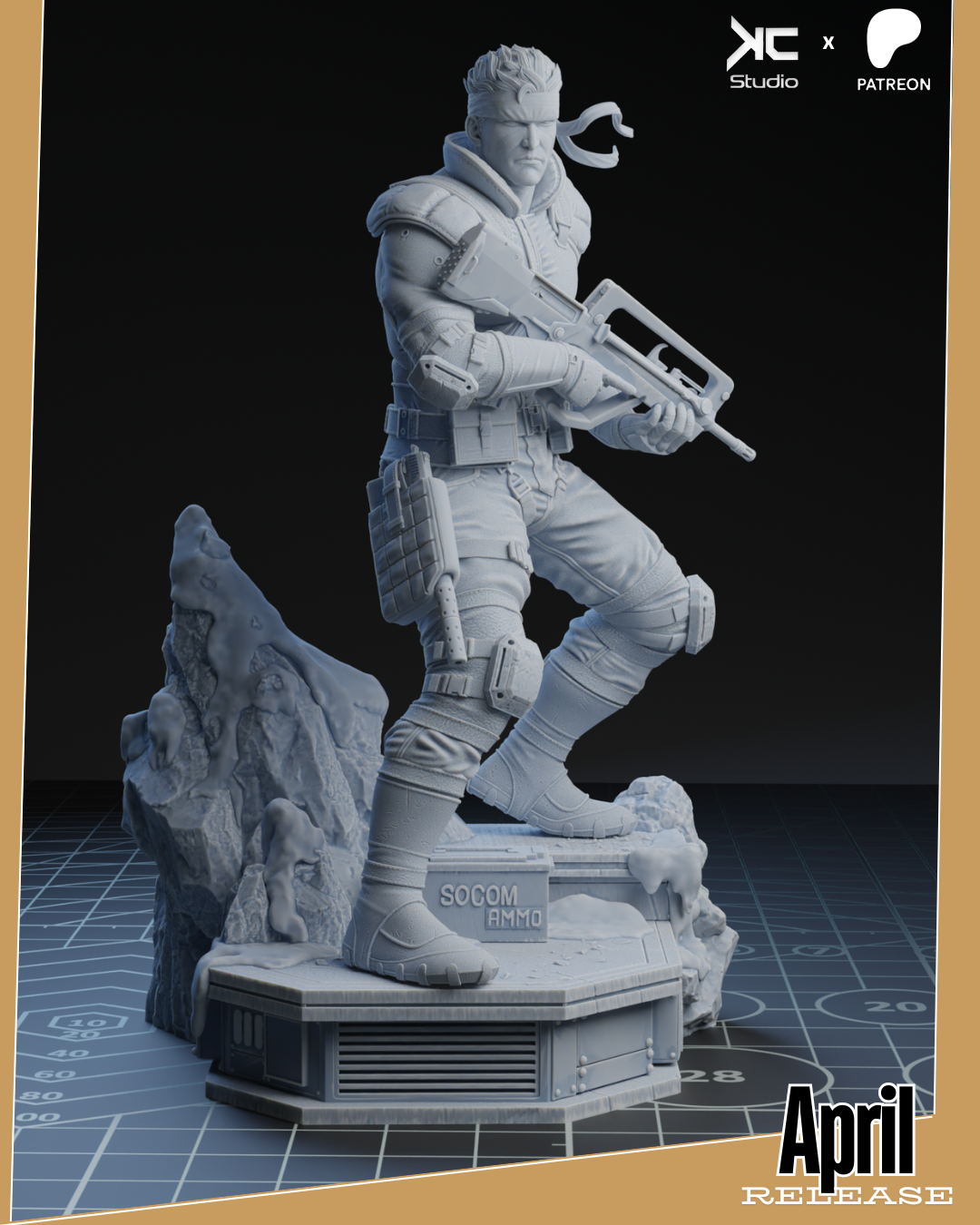 Solid Snake (Metal Gear) - 3D Print Model Kit - 1:10 Scale - Fan Art