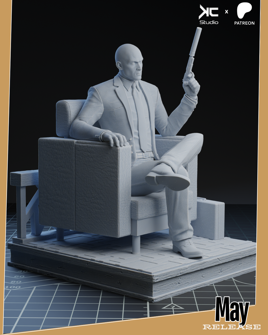 Hitman - 3D Print Model Kit - 1:10 Scale - Fan Art