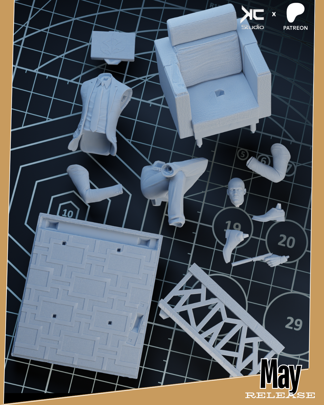 Hitman - 3D Print Model Kit - 1:10 Scale - Fan Art