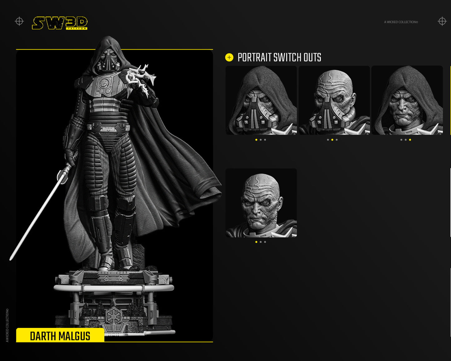 Darth Malgus Sculpture (Star Wars) Fan Art - 6th or 12th scale - 3D Printed