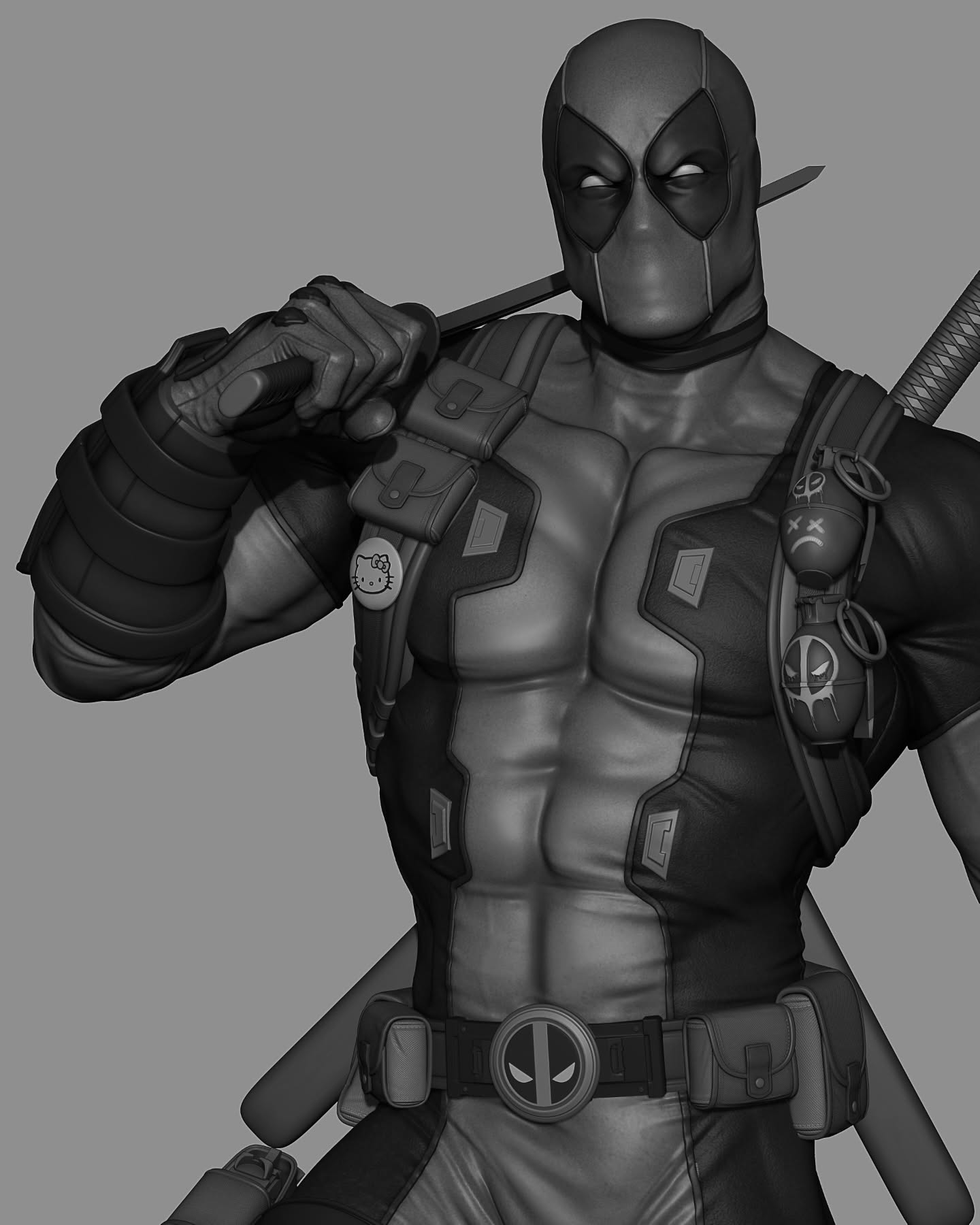 Deadpool - 3D Printed Statue Sculpture - 9 & 6 Scale