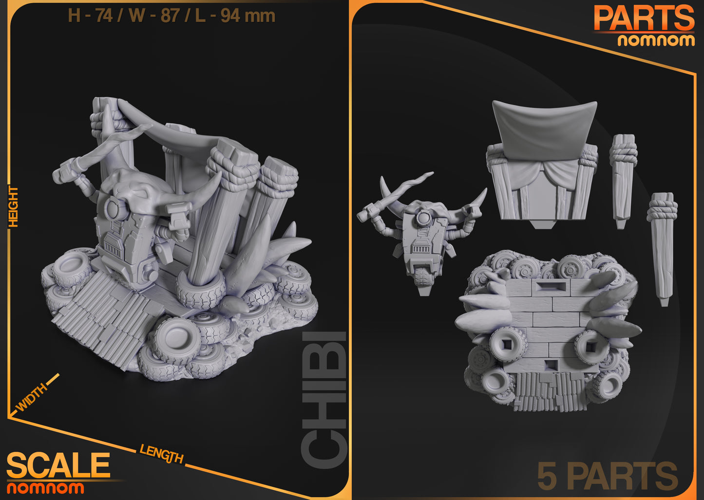 Chibi - Claptrap - Borderlands 3D Printed Statue Model Kit