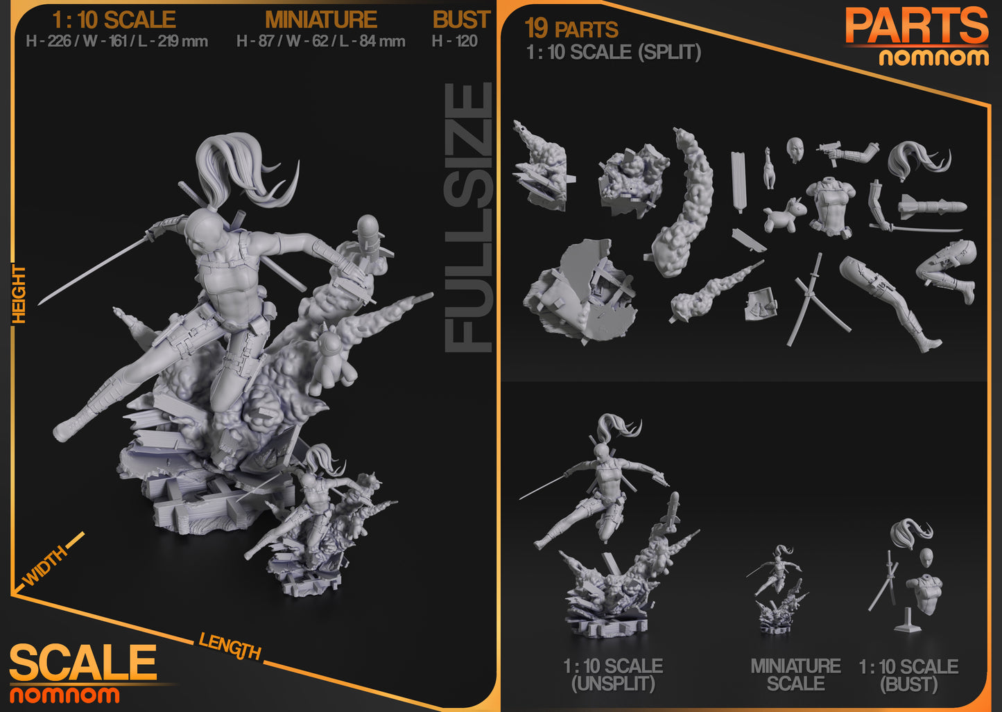 Lady Deadpool - 3D Print - Model Kit - (Nom Nom)