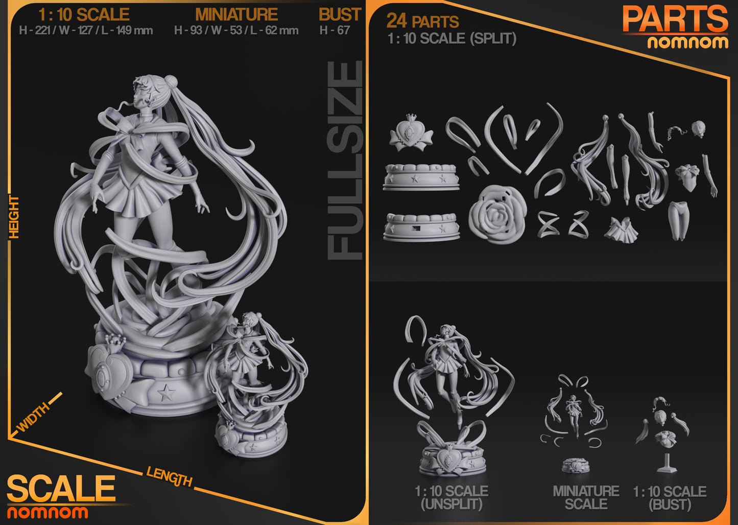 Sailor Moon 3D Print Fan Art - 10 Scale - Full Figure / Mini / Bust