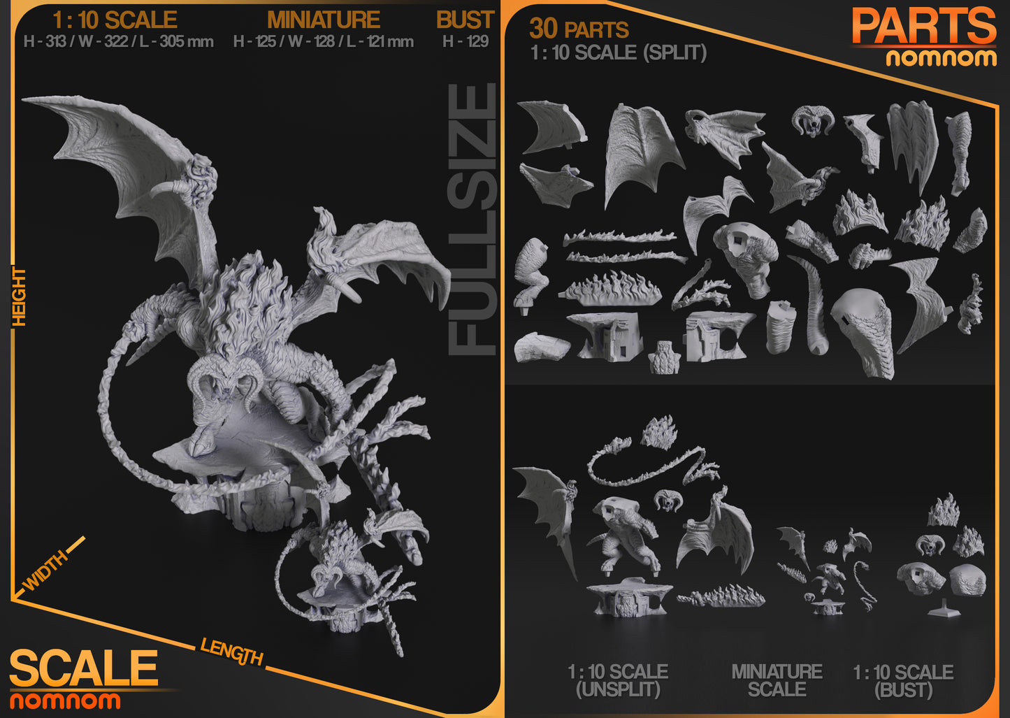 Balrog (LOTR) 3d Printed Model Kit - 1:10 scale