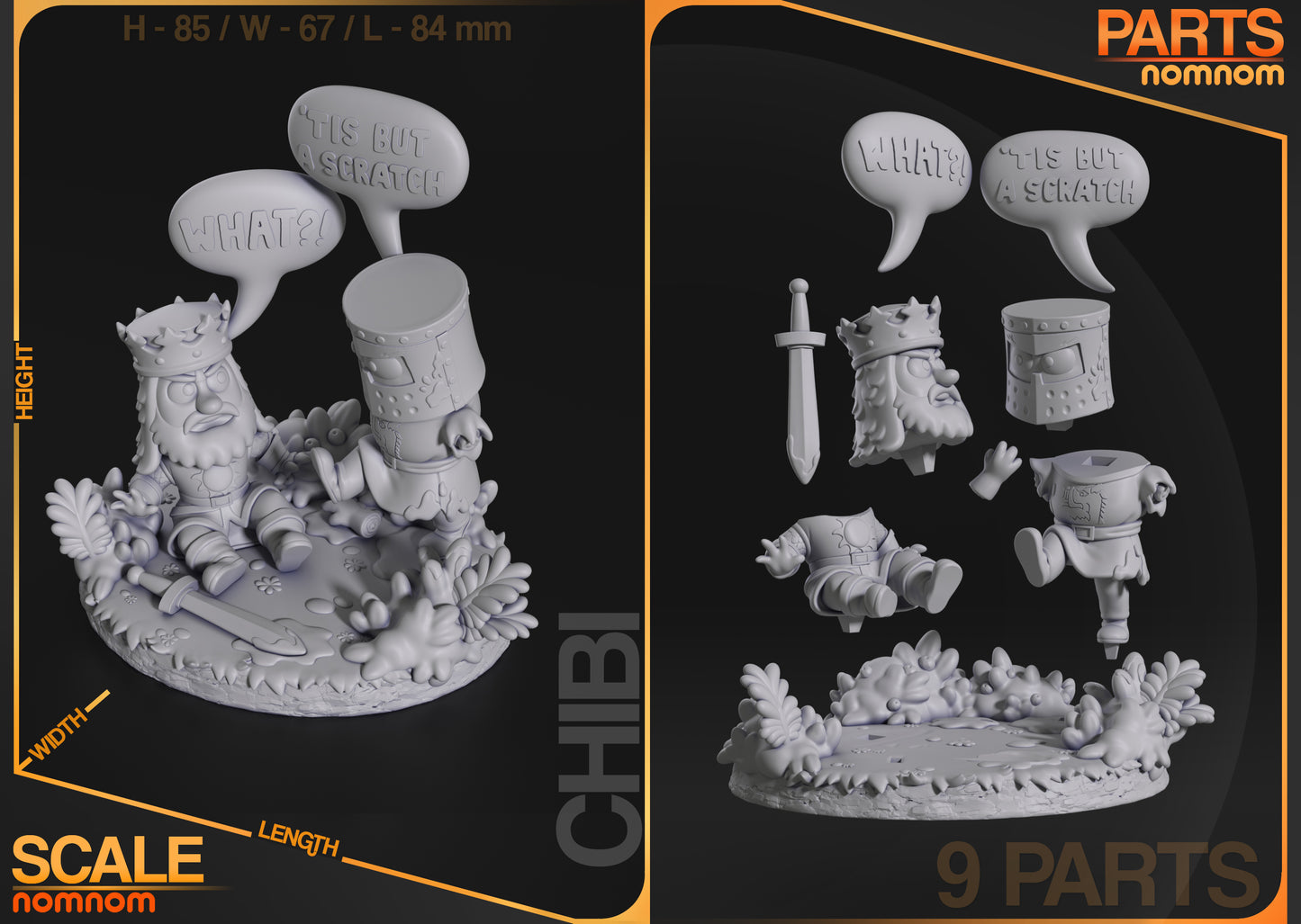 The Black Knight (Monty Python) 3d Printed Chibi Model Kit
