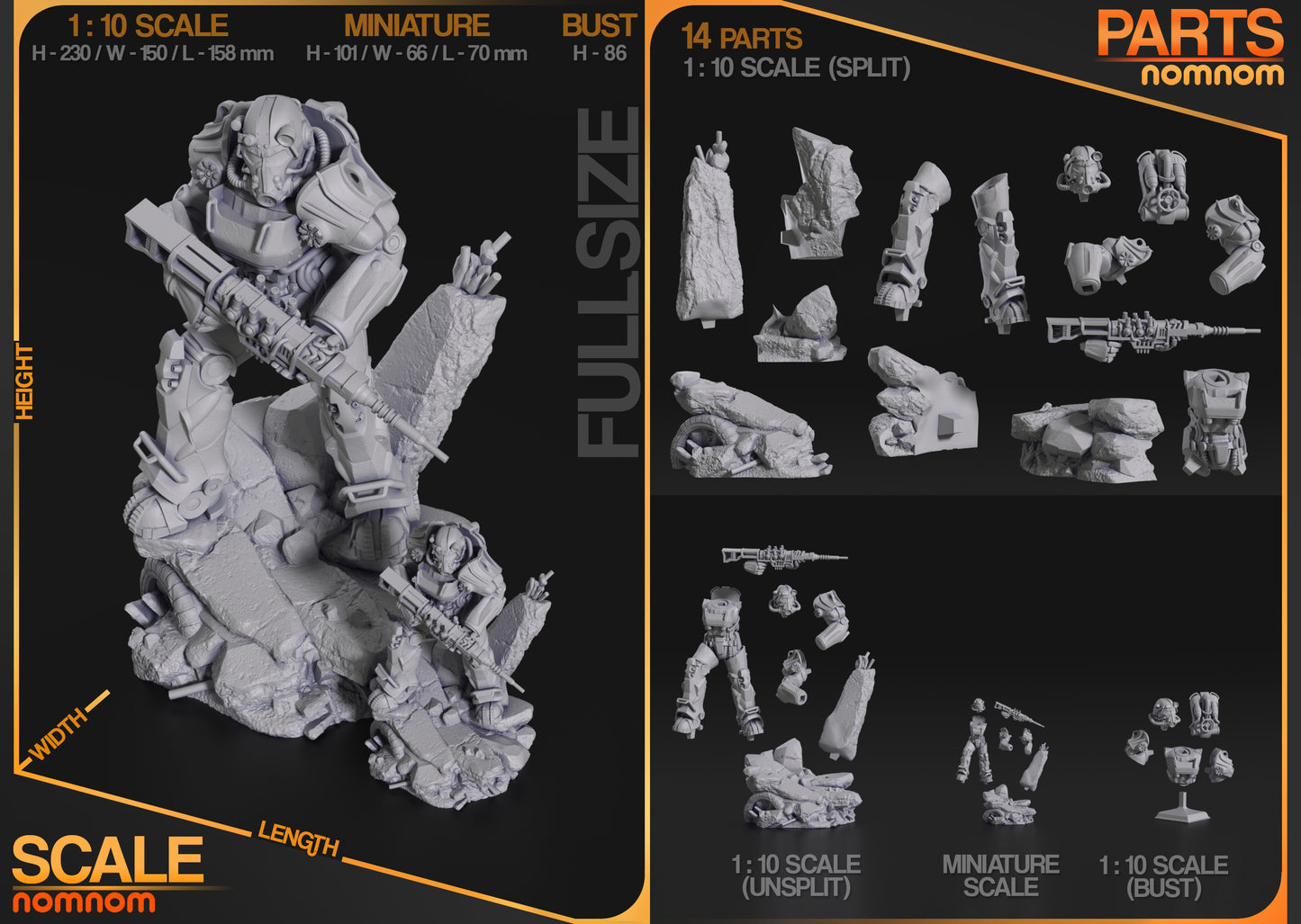 T-60 Power Armour (ƒallout)- 3D Print - Model Kit (NomNom)