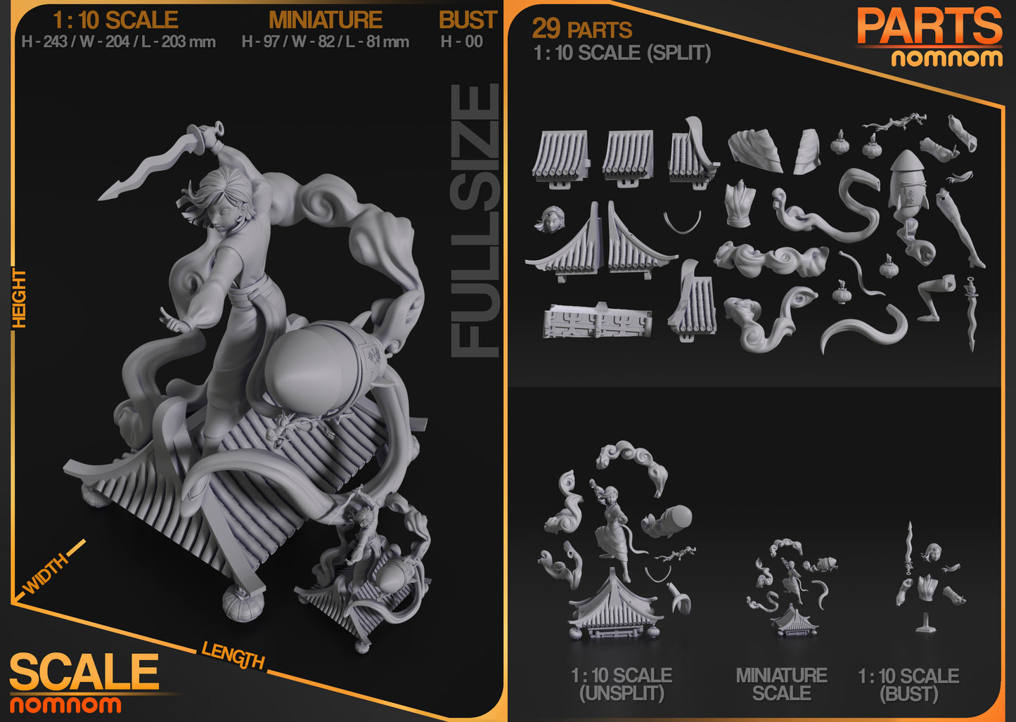 Mulan - 3D Print - Model Kit - 10 scale (Nom Nom)