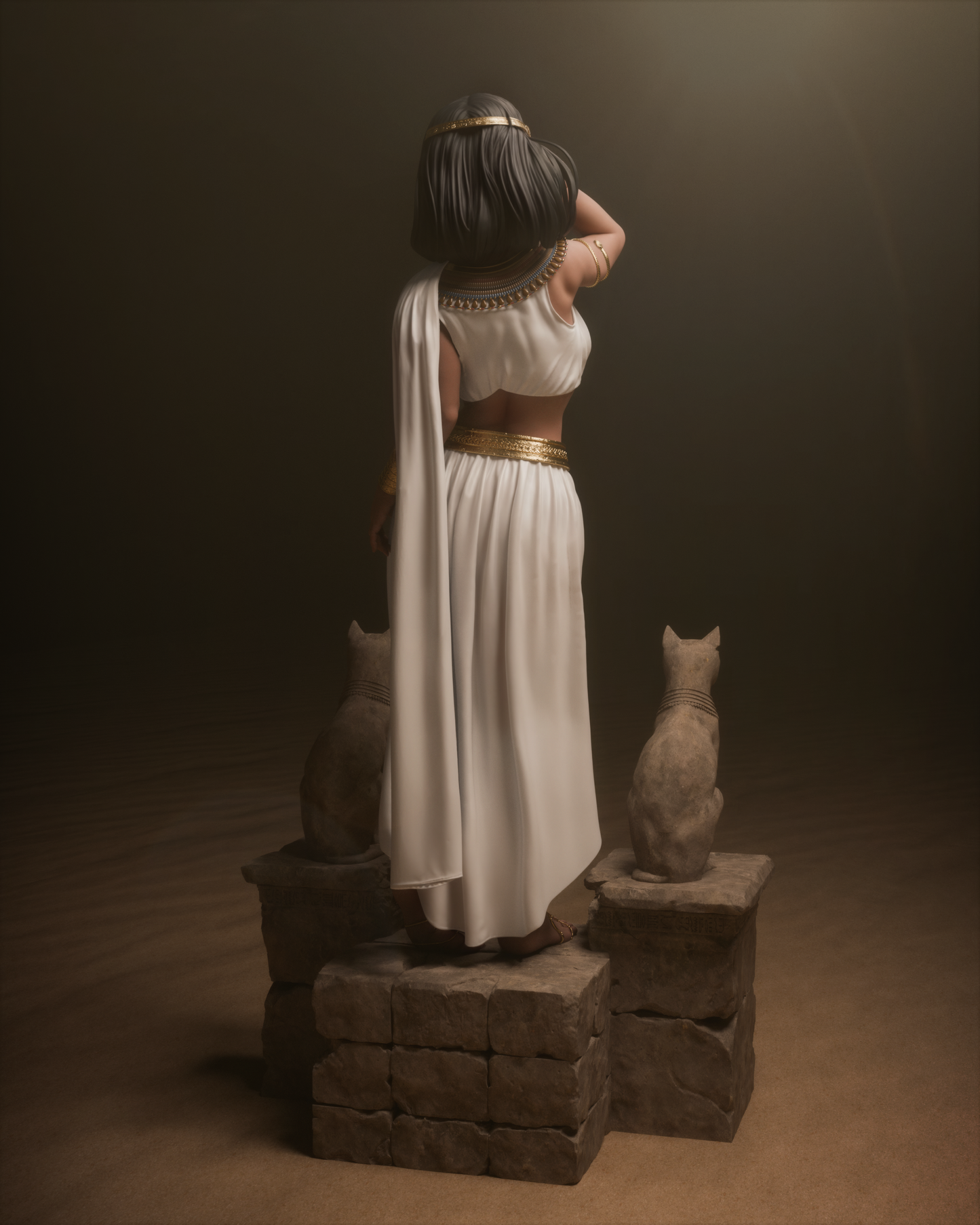 Cleopatra Statue - 3D Printed Model - Unpainted and Unassembled