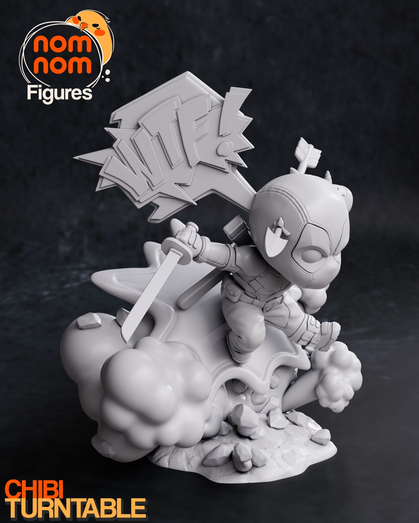 Deadpool (Chibi) - 3D Print - Model Kit - (Nom Nom)