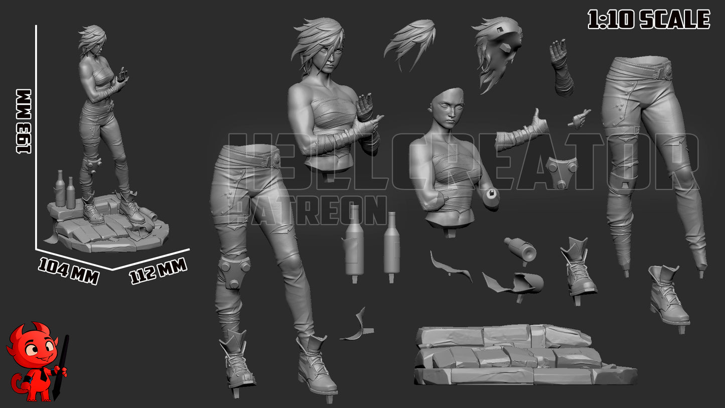 Vi (Arena Fighter) 3D Printed Bust and Statue Model Kit - 1:10 Scale