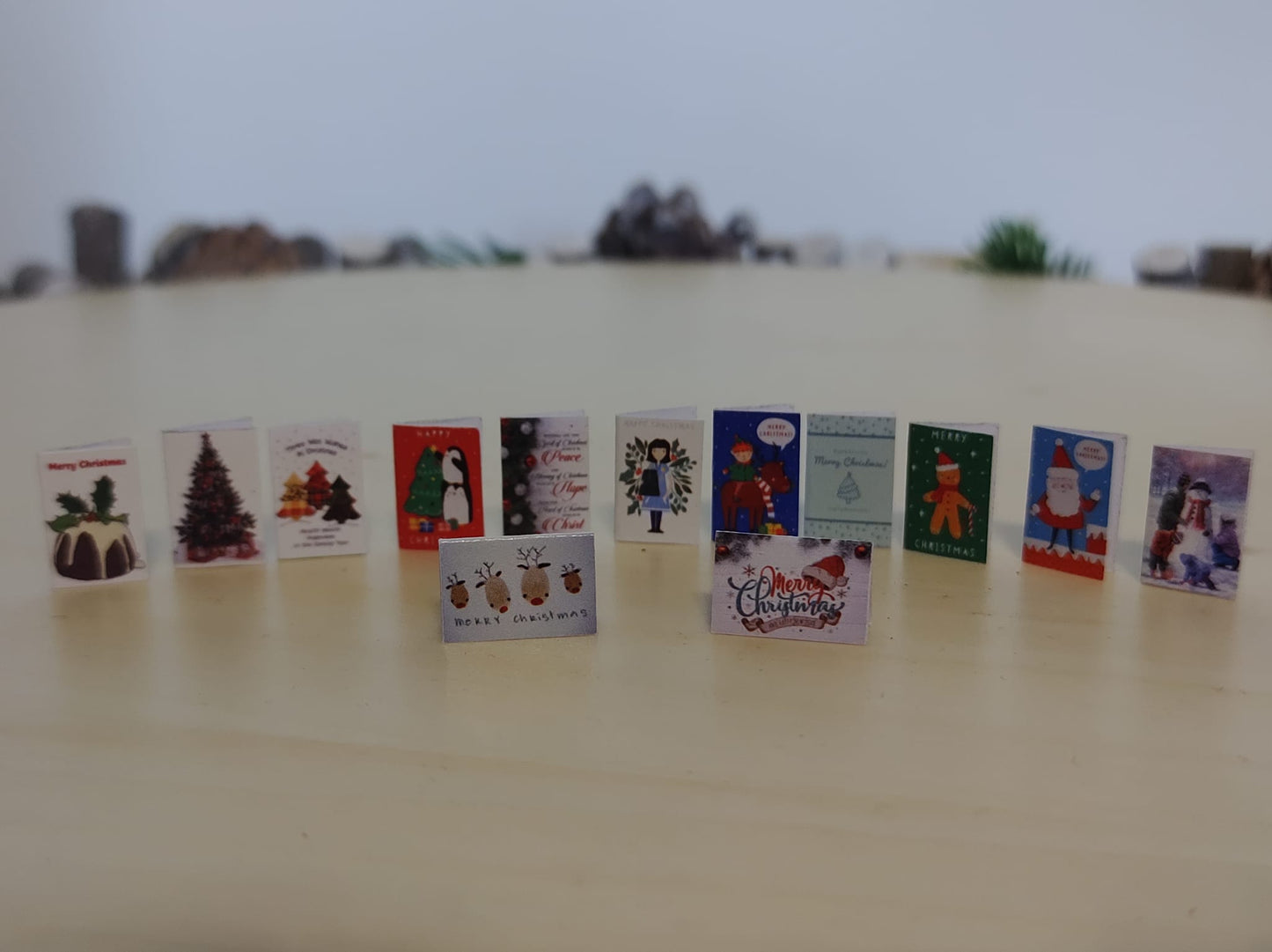 Miniature Christmas Cards Dolls House XMAS Handmade 1:12th scale Pack B