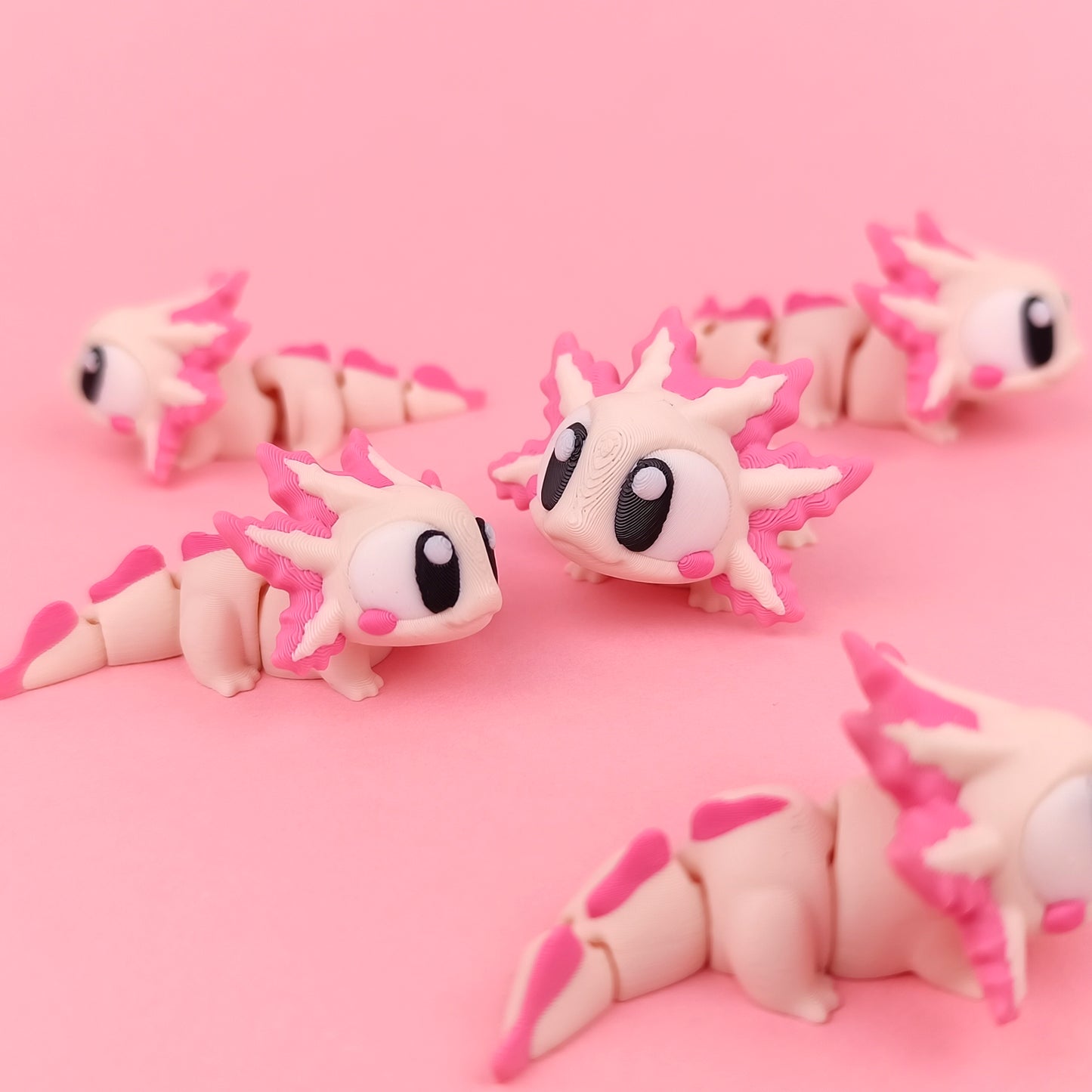Flexi Axolotl - FDM Printed - Multi-coloured.