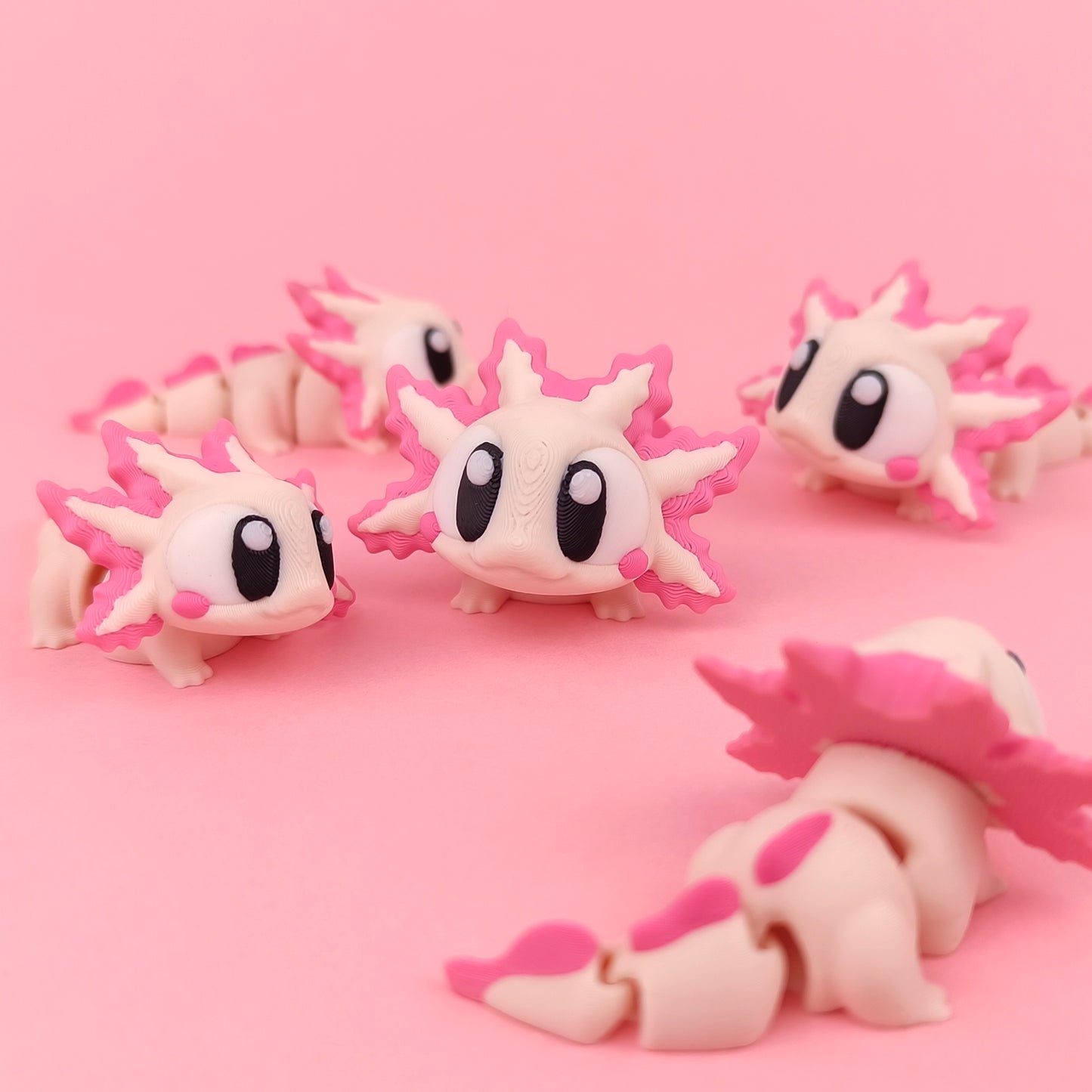 Flexi Axolotl - FDM Printed - Multi-coloured.