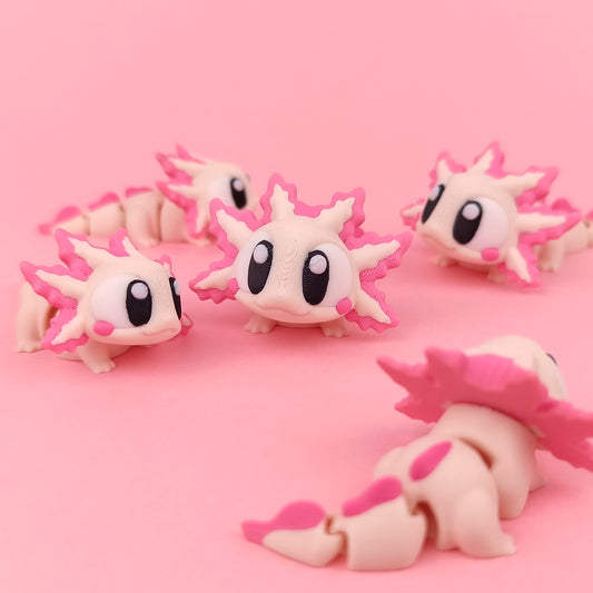 Flexi Axolotl - FDM Printed - Multi-coloured.
