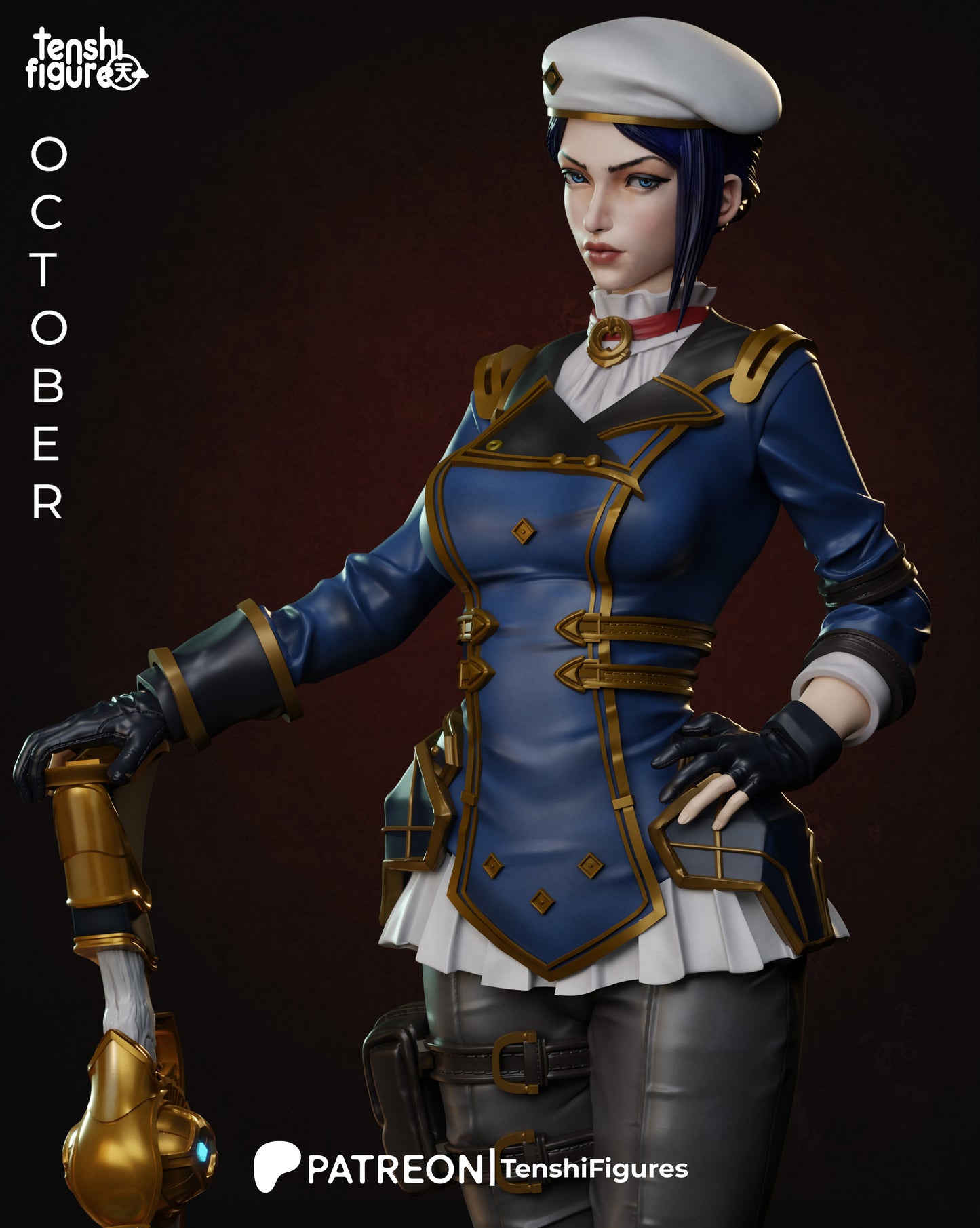 Caitlyn - Arcane 3D printed Model Statue - Unpainted and Unassembled