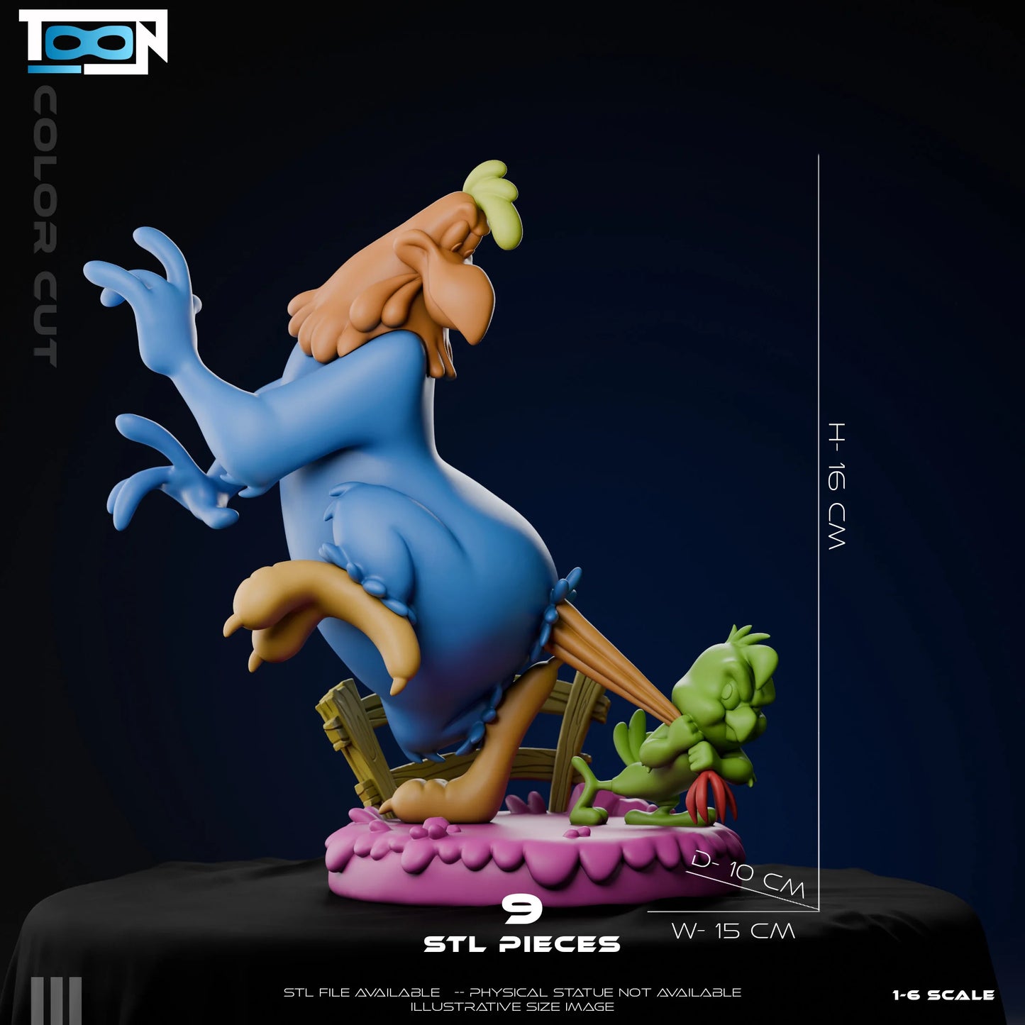 Foghorn and Chicken - 3D Printed Statue Model kit - 6 Scale