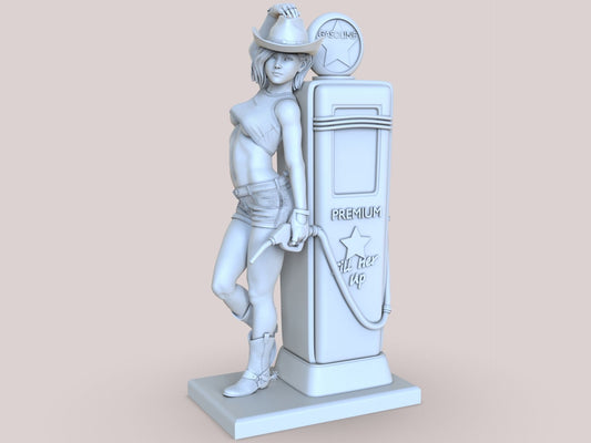 Cowboy Girl at Gas Station - 3D Print - Fan Art - 75mm and 180mm