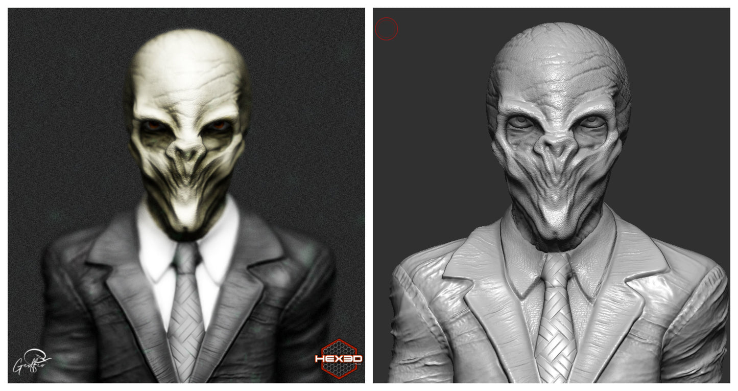 The Silence - Dr Who - 3D Printed Bust - Resin Printed