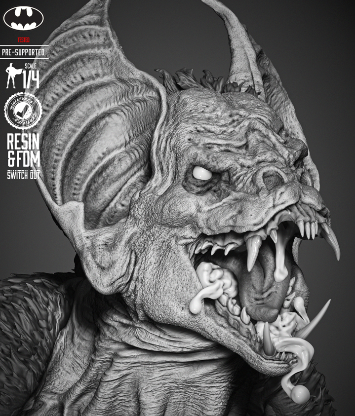 Man Bat (Portrait Bust) - 3d Print - 4 and 8 Scale - Fan Art