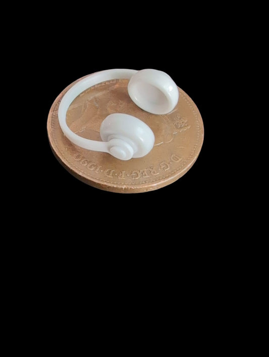 Miniature Headphones - Black and White Dollhouse Accessories Mini 1:12 scale