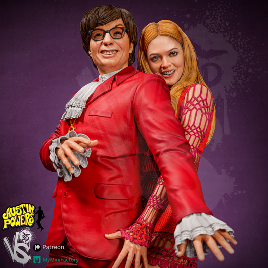 Austin Powers and Felicity Statue 3D Model Printed Kit - Unpainted / Unassembled