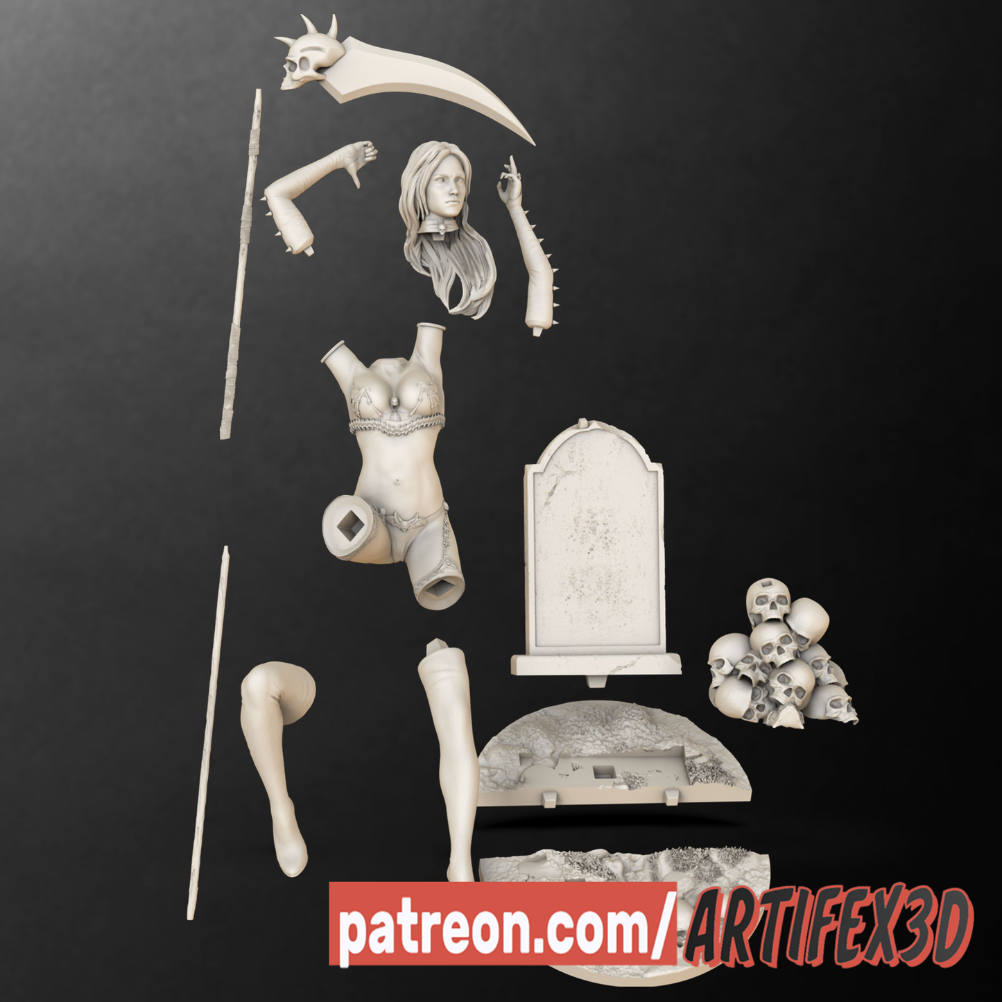 Lady Death 3D Print model - Fan Art, SFW/NSFW - 75mm and 180mm