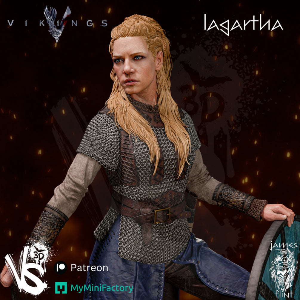 Lagartha (Vikings) - 1:10 Scale - 3D Print Model Kit - Fan Art