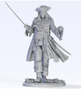Jack Sparrow 3D printed Statue - unpainted and unassembled
