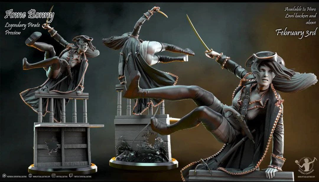 Anne Bonny - Female Pirate 3d Print - Unpainted and Unassembled