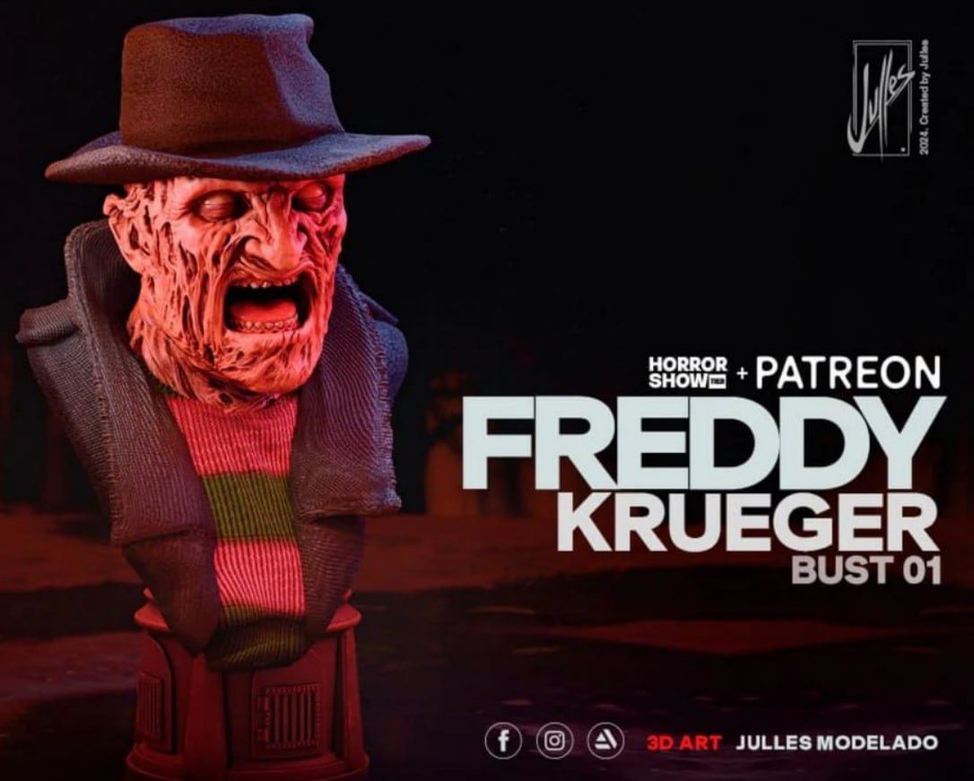 Freddy Kruger Bust 3D Printed Model Kit