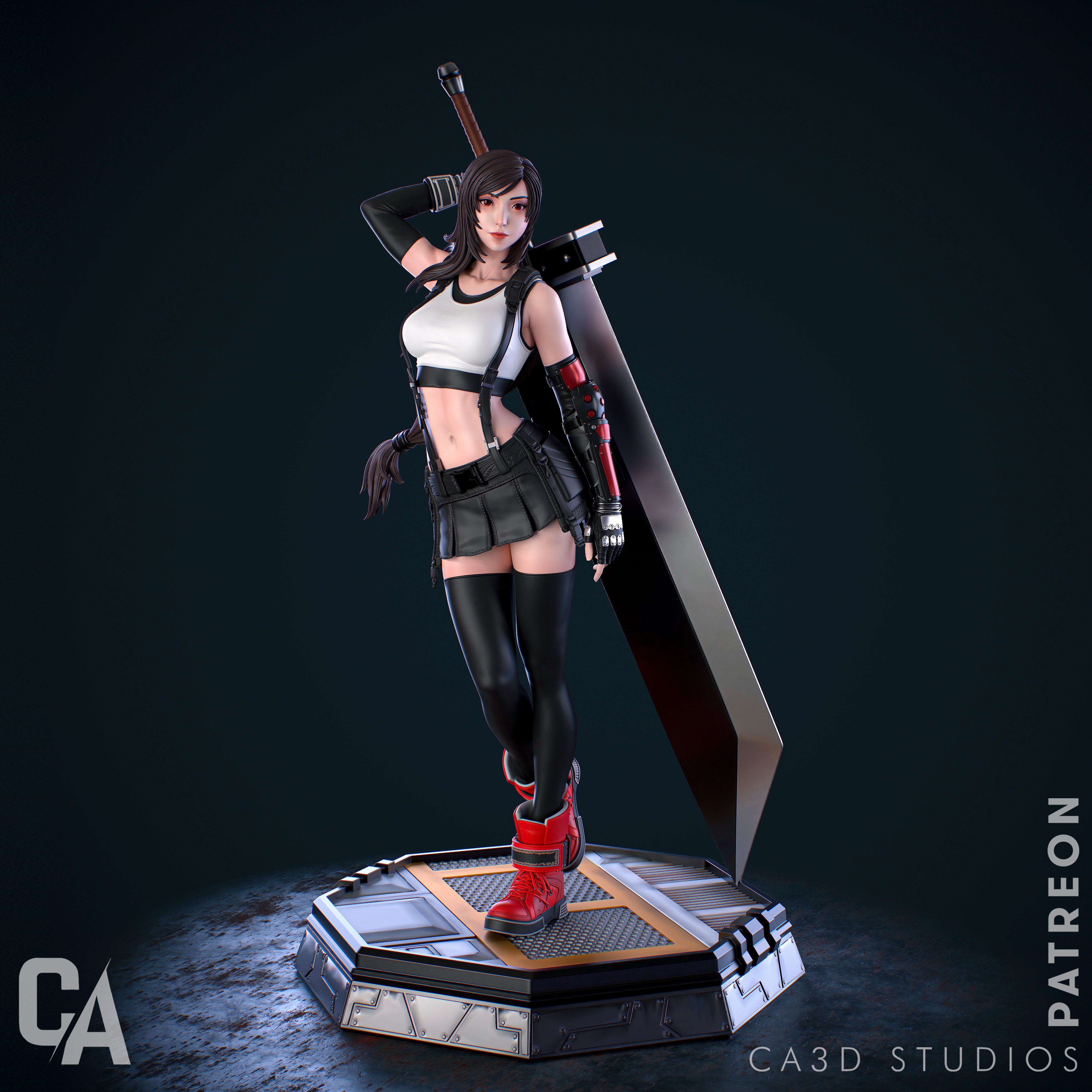 Tifa Final Fantasy 3D Printed Statue Various Scales ModelShack tifa-final-fantasy-3d-printed-statue-various-scales-modelshack
