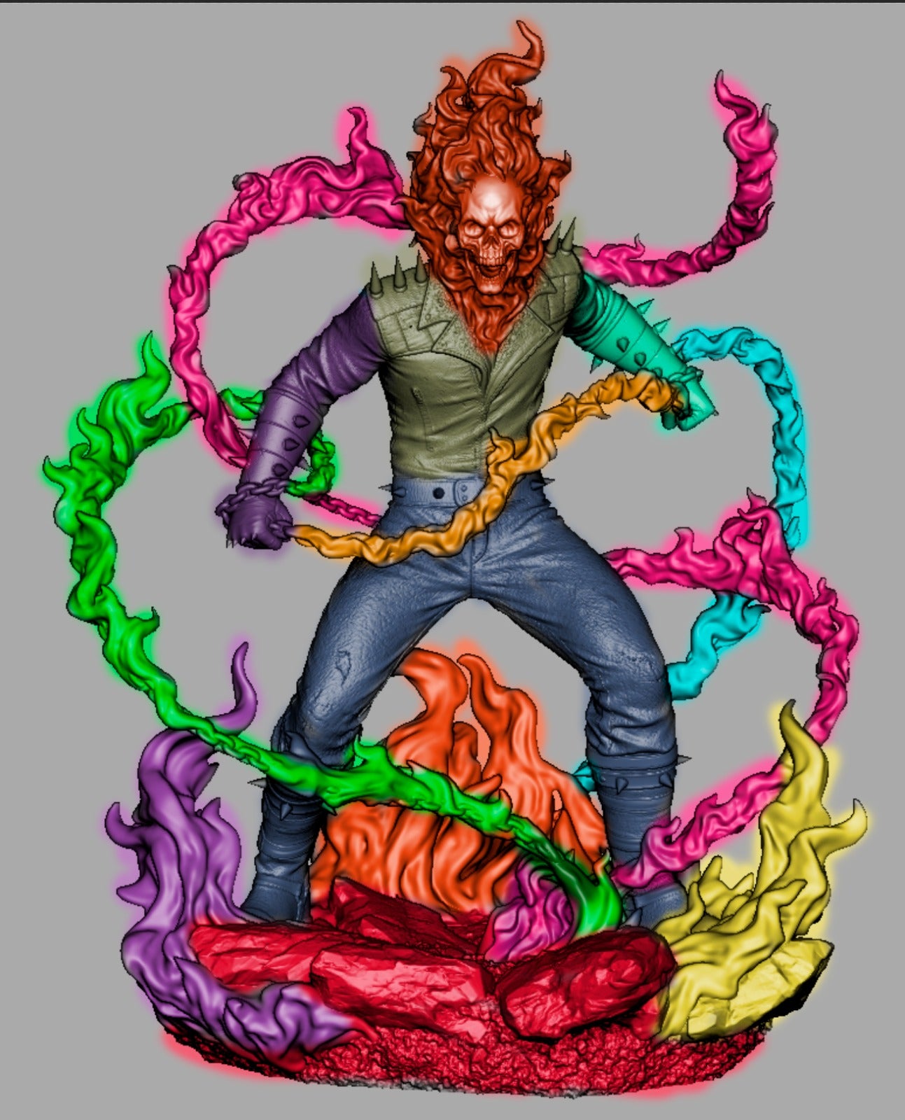 Ghost Rider 3D Print Statue - To assemble and paint - 9 Scale