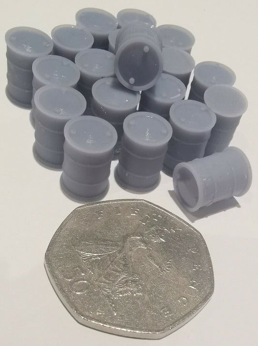 20 x Oil Drums OO Gauge Model Railway Scenery Black or Grey Industrial Models