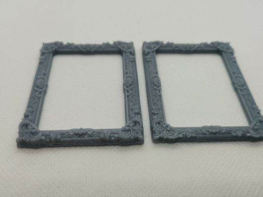 2 X Antique Gilded Picture Frames Miniature Dolls House (6cm x 4.5cm)