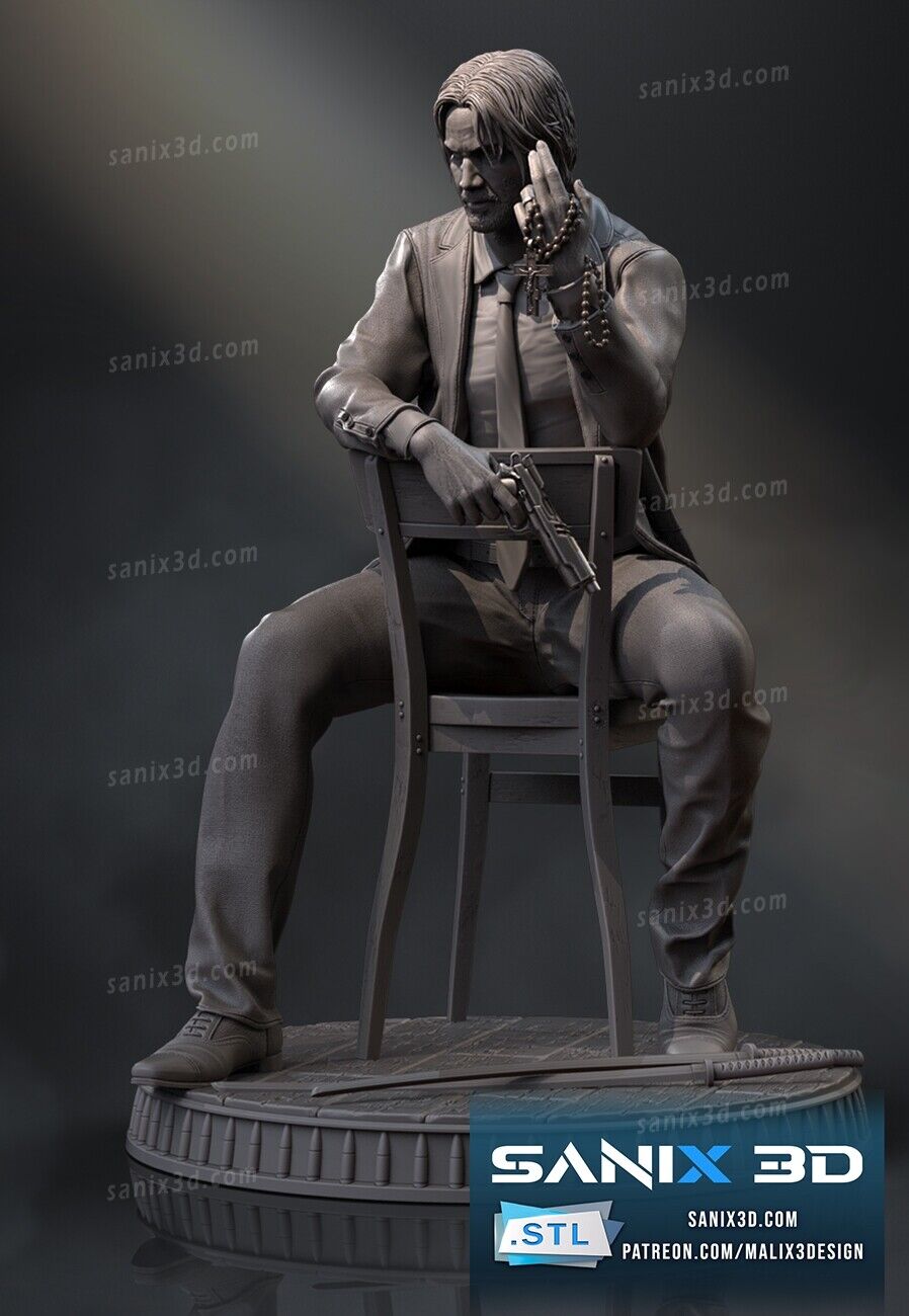 John Wick Statue (3D Printed) Fan Art - Sanix3D - 1:12, 1:10 or 1:6 scale