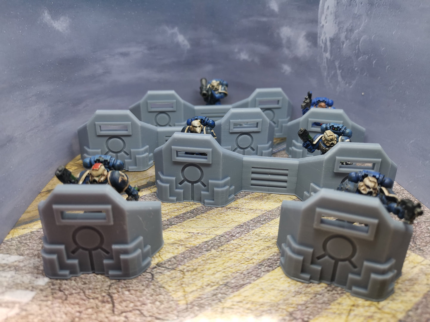 Necron single and twin defensive Barricades x 6- High Quality (Suitable for 28mm war gaming etc)