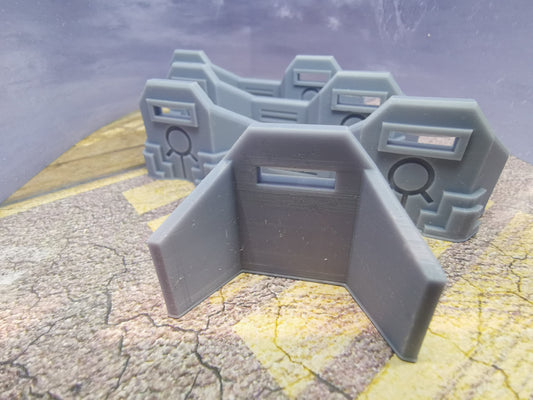 Necron single and twin defensive Barricades x 6- High Quality (Suitable for 28mm war gaming etc)