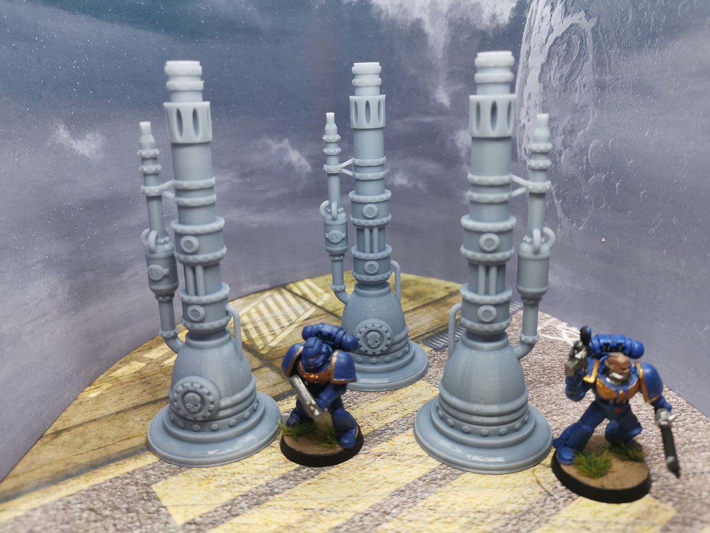 3x Alchomite Towers Chimneys 28mm - High Quality Resin