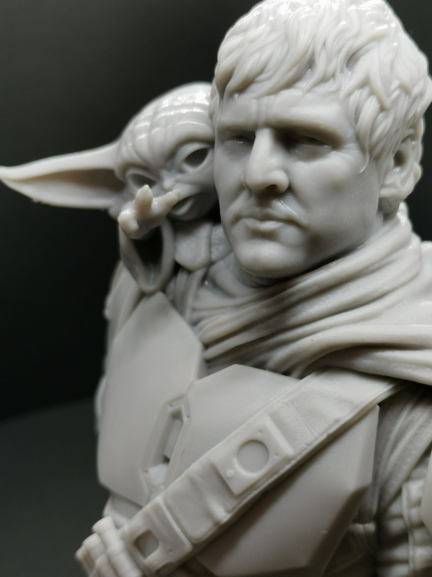 Din Djarin & Grogu Bust - Fan Art - Resin 3D Printed - 4" to 7" (102mm - 177mm)