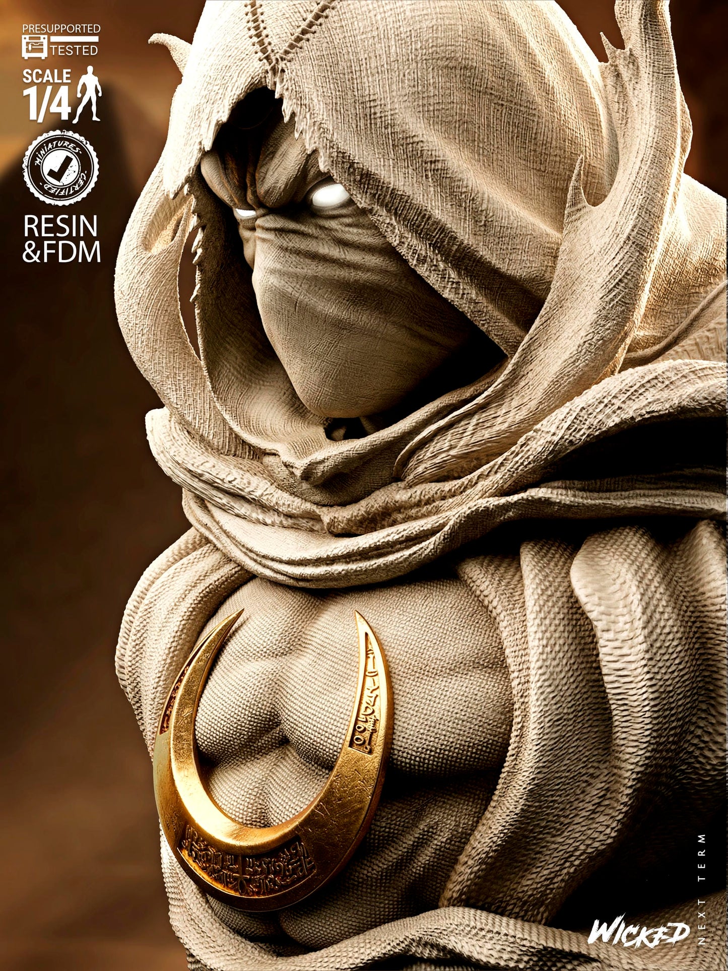 Moon Knight (Marc Spector) Bust -3d Printed Model Kit - Fan Art