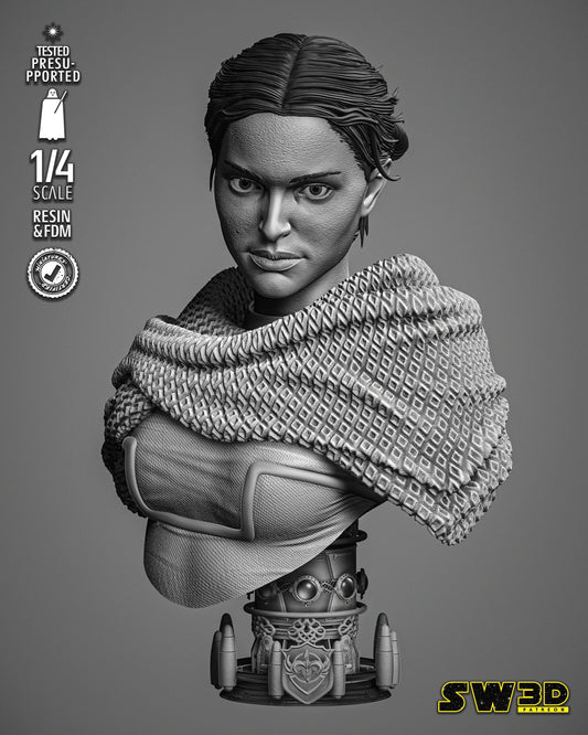 Padme Portrait Bust (Star Wars) Fan Art - 4 or 8 scale - 3D Printed